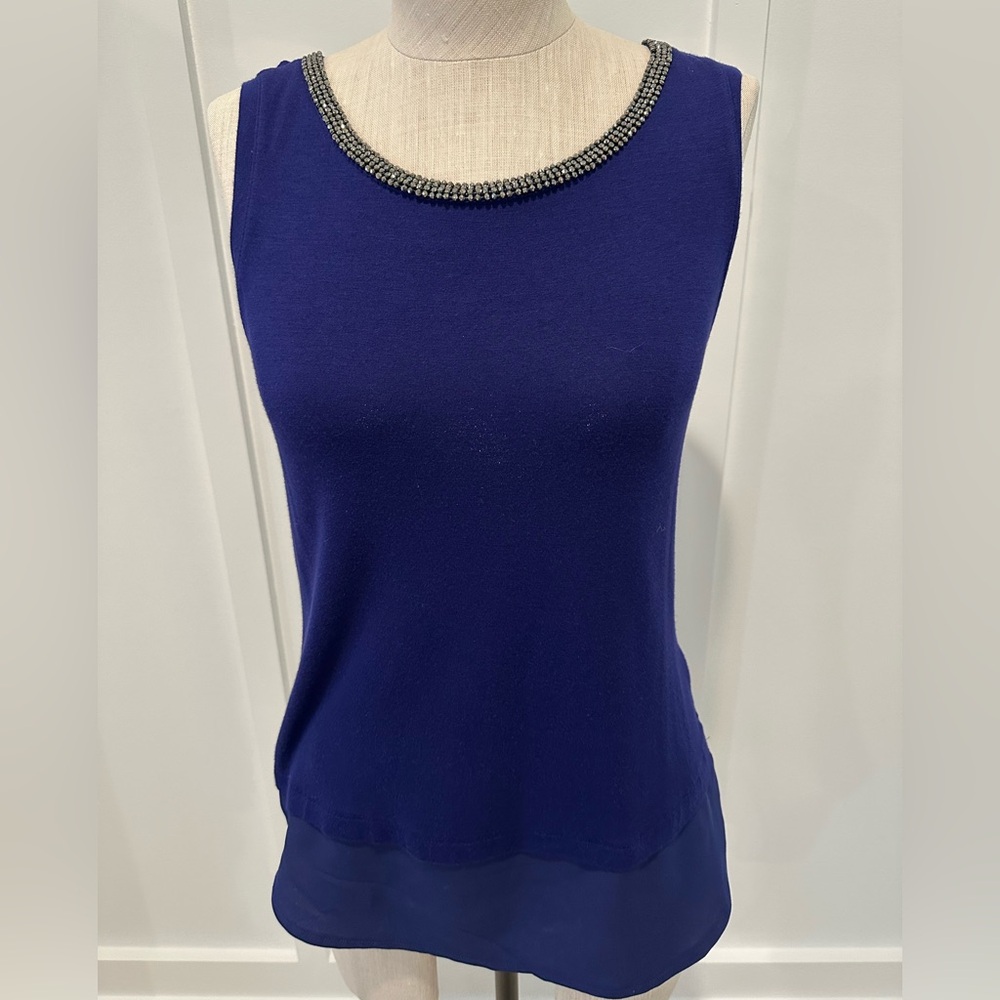 Apt. 9 Blue Embellished Tank Top Relaxed Fit